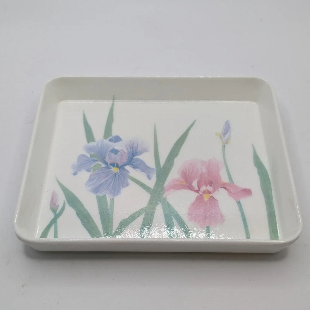Vtg‎ Design Imports Ltd Melamine Tray White Iris Floral Made In Italy Small 5x4